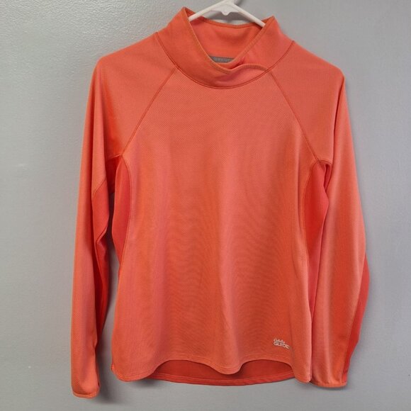 Cabelas Guidewear Lightweight Long Sleeve Shirt Salmon Orange Bright Women Small - Picture 1 of 10